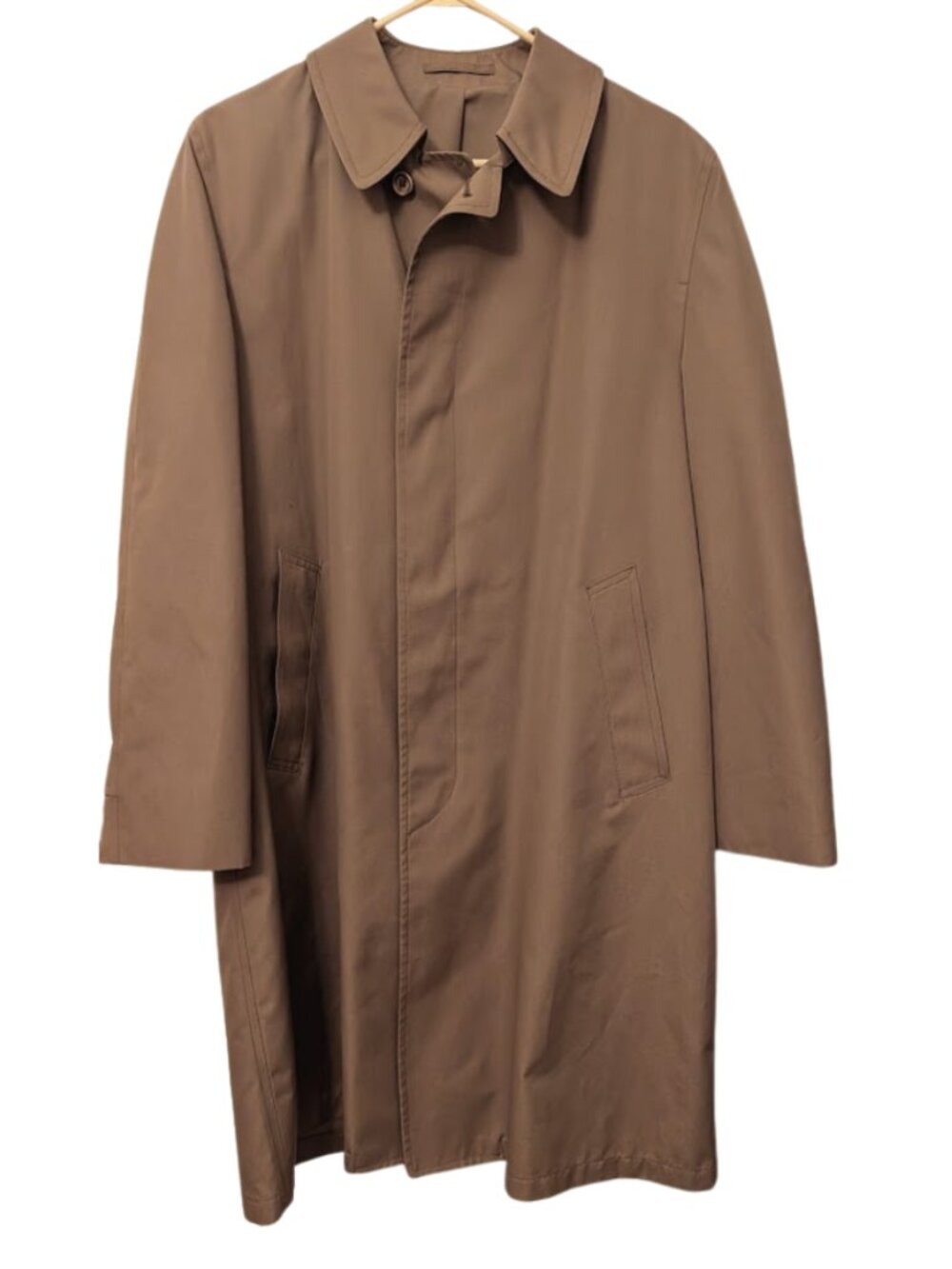Vintage London Fog Men's 40 Long Beige Trench Coat Rain Overcoat Classic